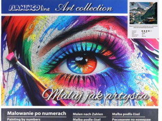 Malowanie po numerach 40x50cm PRZYSTAŃ NAD GÓRSKIM JEZIOREM poziomy