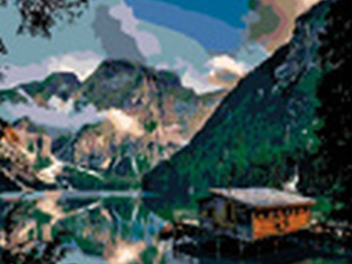 Malowanie po numerach 40x50cm PRZYSTA� NAD G�RSKIM JEZIOREM poziomy