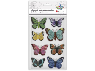 Dekoracje samoprzylepne papierowe 3D motyle mix rozmiar�w i kolor�w 8szt. TITWLK26