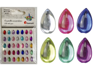 Kryszta�ki samoprzylepne �ezki 6x10mm mix kolor�w 35szt.