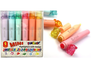 ZAKREŚLACZE MINI Z PIECZĄTKAMI 6 KOLORÓW FUNxJOY