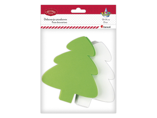 Piankowe choinki 120x140mm zielone, biae 15szt.