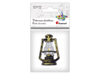 Lampa naftowa 37x50mm plastikowa miniaturowa złota szczotkowana 1szt.