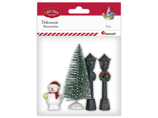 Latarnie uliczne 19x82mm 2szt., choinka 40x90mm, bałwanek 37x40mm