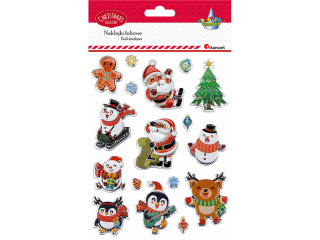 Naklejki wypukłe Mikołaje, bałwanki, Ciastek, pingwiny, choinka 17szt.