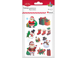 Naklejki papierowe 10 plansz Mikoaje, bawanki, prezenty, skarpety 9 wzorw - 90szt.