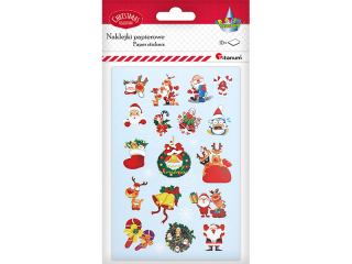 Naklejki papierowe 10 plansz wianki, stroiki, Mikołaje, renifery 17 wzorów - 170szt.