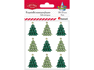 Kryształki samoprzylepne choinki 24x32mm jasnozielone, ciemnozielone 9szt.