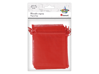 Woreczki z organzy - sakiewki 9x13cm czerwone 6szt. wysokość do ściągacza 9, 5cm