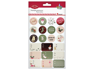 Naklejki papierowe okrągłe O28mm, etykiety prezentowe 41x28mm 21szt.