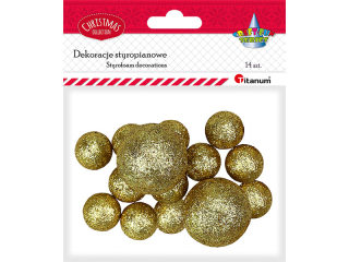 Styropianowe kulki Omix ok. 16/25/27mm złote 14szt.