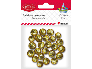 Styropianowe kule O15-20mm brokatowe złote 24szt.
