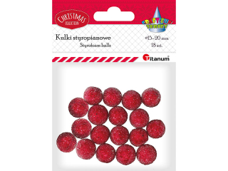 Styropianowe kule O15-20mm kryształkowe czerwone 24szt.