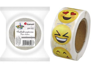 Naklejki papierowe na tamie 8 wzorw emotikony O25mm te 500szt. szeroko tamy 28mm