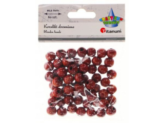 Koraliki drewniane okrągłe O12mm otwór O3mm lakierowane brązowe drewno 60szt.