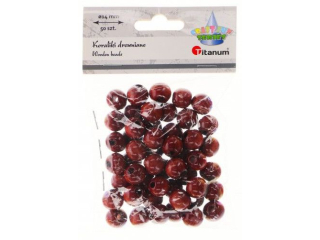 Koraliki drewniane okrągłe O14mm otwór O3mm lakierowane brązowe drewno 50szt.