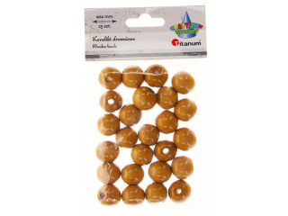 Koraliki drewniane okrge O20mm otwr O3mm lakierowane jasnobrzowe drewno 25szt.