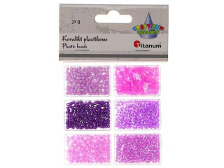 Koraliki plastikowe mix 6 rozmiarów 32g tonacja fioletowa