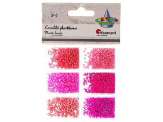 Koraliki plastikowe mix 6 rozmiarw 32g tonacja rowa