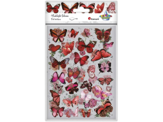 Naklejki foliowe 2 plansze motyle, kwiaty tonacja czerwona