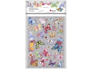 Naklejki foliowe 2 plansze motyle, kwiaty tonacja pastelowa