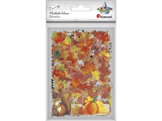 Naklejki foliowe 8 plansz dynie, liście, grzyby, wiewiórki, grzyby, kasztany, żołędzie