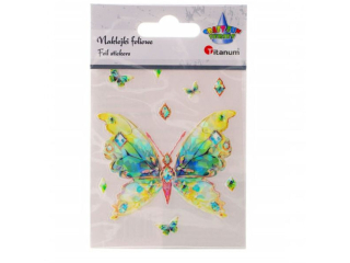 Naklejki foliowe motyl 75x89mm + mix rozmiarów tonacja zielona 9szt.