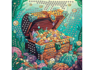 Mozaika piankowa SKRZYNIA SKARBÓW NA DNIE MORZA wymiary planszy do wyklejenia: 25x25 cm, stojak na obrazek