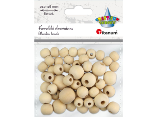 Koraliki drewniane okrągłe O10/12/14/16mm naturalne drewno 60 szt.
