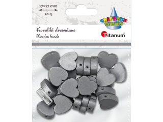 Koraliki drewniane serca płaskie 17x17mm srebrne 20g grubość 6mm