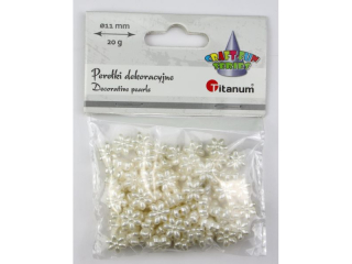 Koraliki perełki plastikowe kwiatki O11mm dziurka O1mm białe 20g