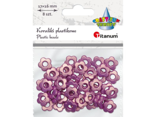 Koraliki plastikowe kwiatki O15mm Odziurki 1mm grubość koralika 35mm brudnoróżowe 20g