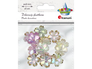 Koraliki plastikowe kwiatki O18mm Odziurki 2mm mix pastelowy perowy zote wykoczenia 16szt.