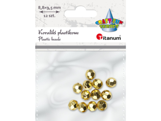 Koraliki plastikowe lustrzane fasetowane 10x9, 5mm Odziurki 2mm zote 12szt.