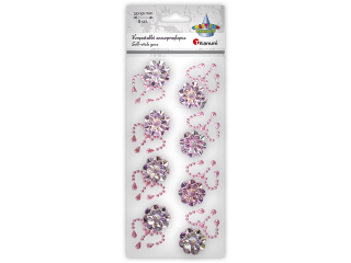 Krysztaki samoprzylepne kwiaty 35x50mm rowe 8szt.