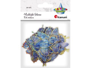 Naklejki foliowe motyle 10 wzorw tonacja niebiesko-zota 20szt.