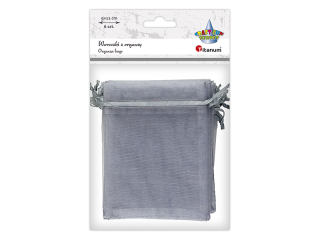 Woreczki z organzy - sakiewki 9x12cm szare 6szt. wysoko do cigacza 9, 5cm