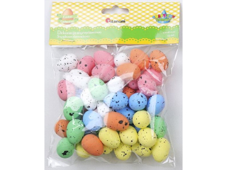 Dekoracje styropianowe jajka 17x18mm mix 6 kolor�w 53szt. kolory: ��te, pomara�czowe, zielone, niebieskie, r�owe, bia�e TITWLK26