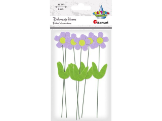 Dekoracje filcowe kwiaty 3D na druciku wysoko�� 110mm r�owe 6szt. TITWLK26