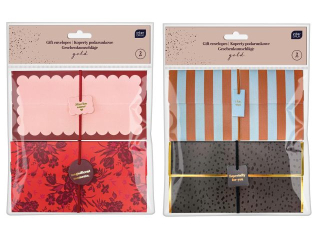 Koperty podar.dugie z gumk 2szt GOLD [opakowanie=6szt]