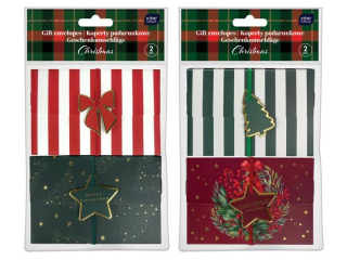 Koperty podarunkowe z gum.2szt.Christmas [opakowanie=6szt]