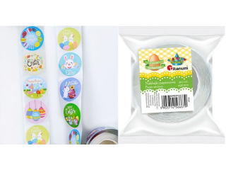 Naklejki papierowe na ta�mie 8 wzor�w Wielkanoc O25mm 500szt. TITWLK26