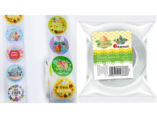 Naklejki papierowe na ta�mie 8 wzor�w Wielkanoc O25mm 500szt. TITWLK26