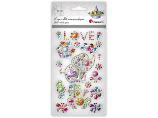 Kryszta�ki samoprzylepne s�o�, napis LOVE, dekory mix rozmiar�w i wzor�w 22szt. TITWLK26