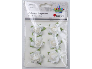 Papierowe r�e na druciku O40mm bia�e 6szt. TITWLK26