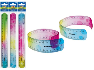 Linijka elastyczna 30cm z uchwytem t�czowa mix 3 kolor�w