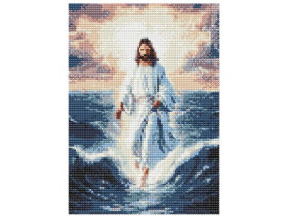 MOZAIKA DIAMENTOWA 30x40 cm, PIONOWA, WZ�R: JEZUS ID�CY PO WODZIE FLAMINGO LINE