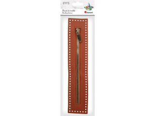 Zamek b�yskawiczny do torebki 27x5, 5cm br�zowy, z�oty suwak d�ugo�� suwaka 21, 4cm, otwory na sznurek: 3x3mm
