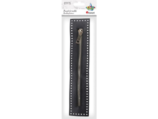 Zamek błyskawiczny do torebki 27x5, 5cm czarny, srebrny suwak długość suwaka 21, 4cm, otwory na sznurek: 3x3mm