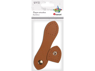 Zapięcie zatrzaskowe 2-elementowe 28x110mm + 28x35mm skóropodobne brązowe złoty zatrzask